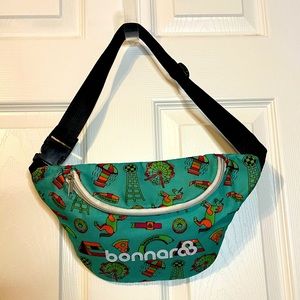 *EUC* Bonnaroo Music Festival teal Fanny Pack / Bum Bag w/ graphics OSFM